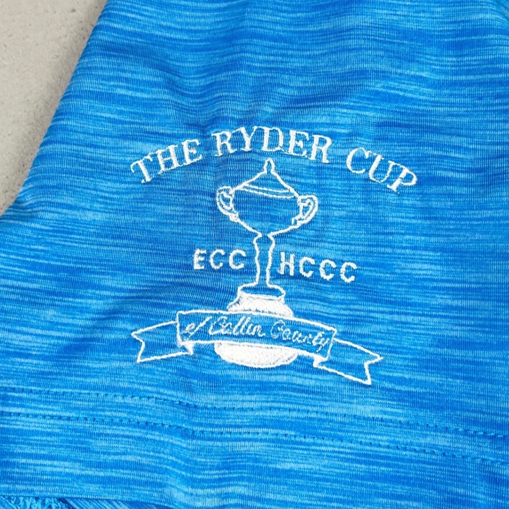 FJ FootJoy Golf‎ Polo Shirt Ryder Cup Mens 2XL XXL Blue Heathered Short Sleeve - Picture 4 of 9